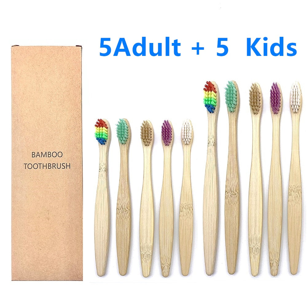 Escova de Dente de Bambu Ecológica 10 Unidades Adulto e Infantil Frete Grátis